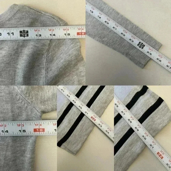 Ricki’s Tunic Sweater Asymmetrical  Hem V Neckline Grey Blue Black Stripes XS - Picture 11 of 13